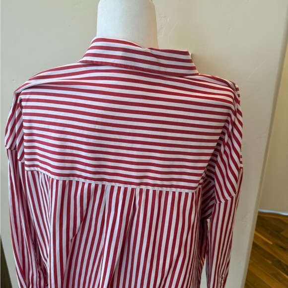 Zara Red and White Striped Women's Blouse - Picture 4 of 6